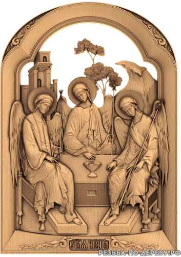 Резная икона Святая Троица #2 из дерева